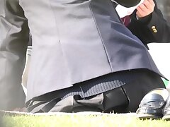 osfe2 Shaved Japanese Temptress-Upskirt Peek at Her Flawless Pussy